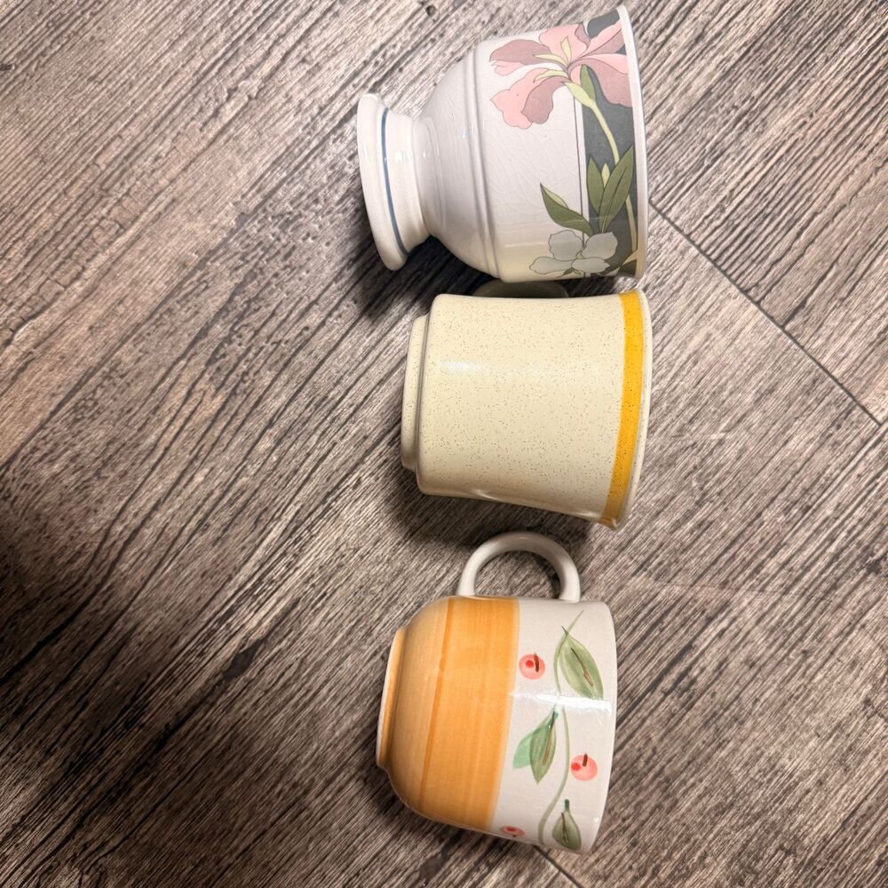 Mugs Set of 3 Multicolor Stoneware